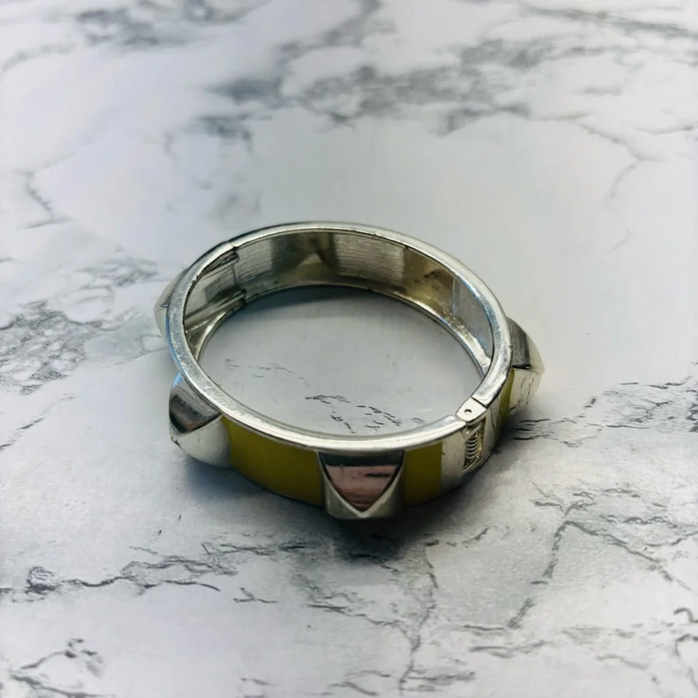 Silver and Yellow Geometric Bangle